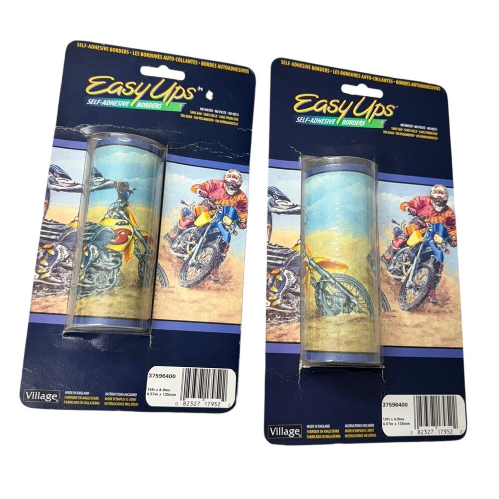 Vintage Motor Cross Easy Ups Wallpaper Border Set Of Two Room Decor Man Cave